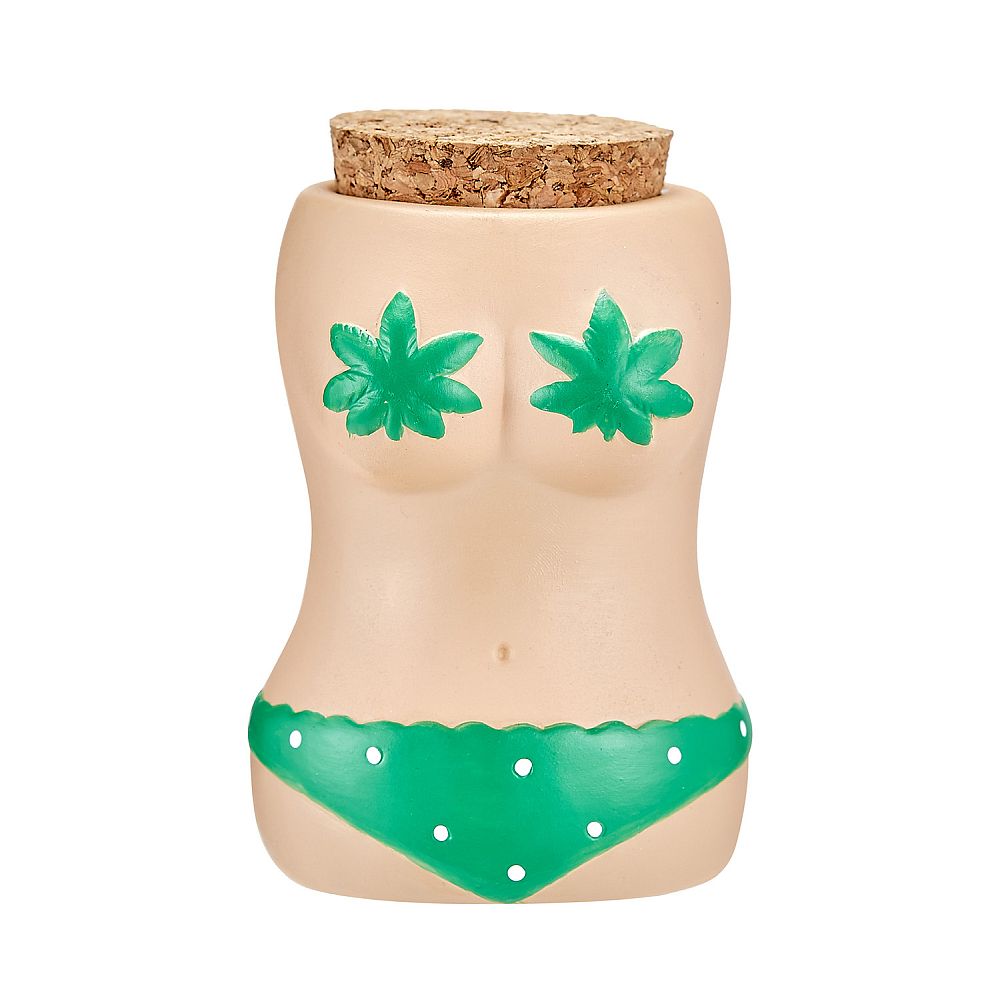 FASHIONCRAFT CERAMIC GREEN BIKINI STASH JAR #88078