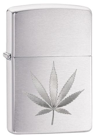 ZIPPO LIGHTER 29587 LEAF DESIGN BRUSHED CHROME