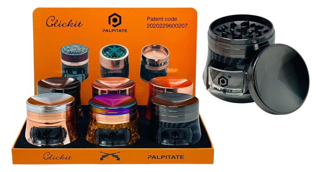 PALPITATE CLICKIT LARGE ASSORTED COLOR METAL GRINDER 4 PARTS #MG-056 BOX OF 6