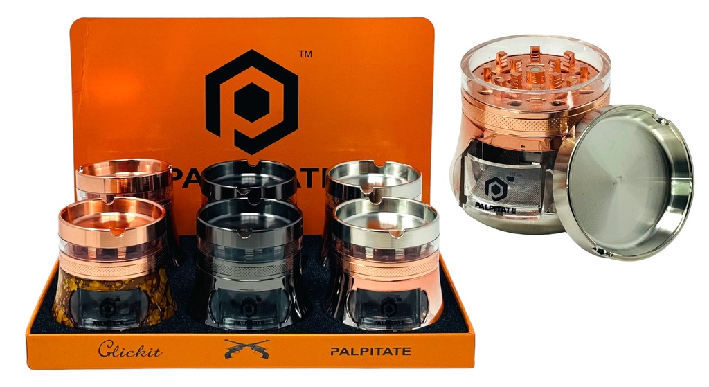 PALPITATE CLICKIT LARGE BELL SHAPE GRINDER WITH TRAY 4 PARTS #MG-058 BOX OF 6