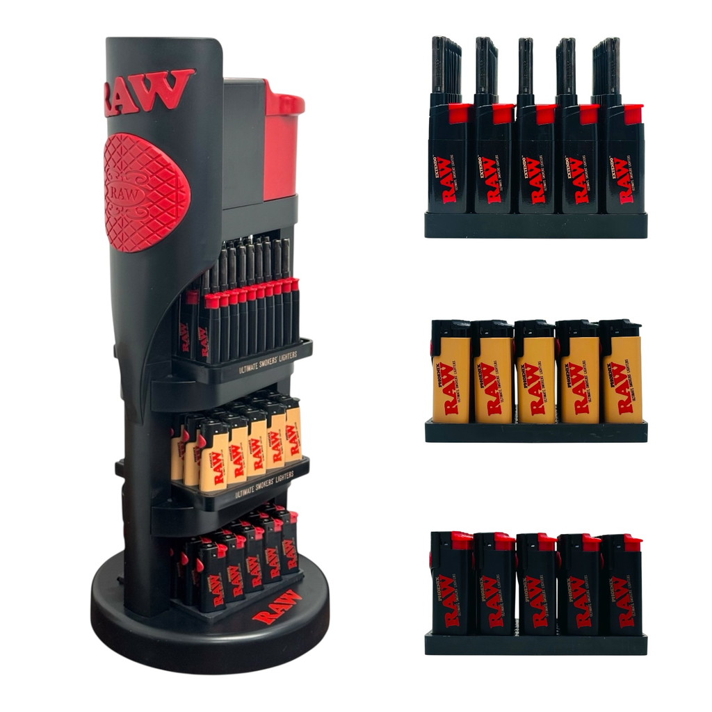 RAW LIGHTERS SHOP ASSEMBLED LOADED DISPLAY 3 TRAYS