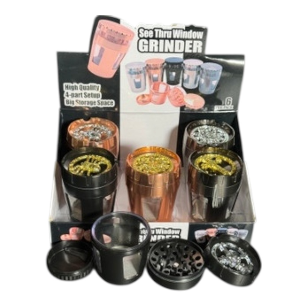 SEE THRU WINDOW GRINDER WITH EMBLEM TOP 4 PARTS #SW-2253 BOX OF 6