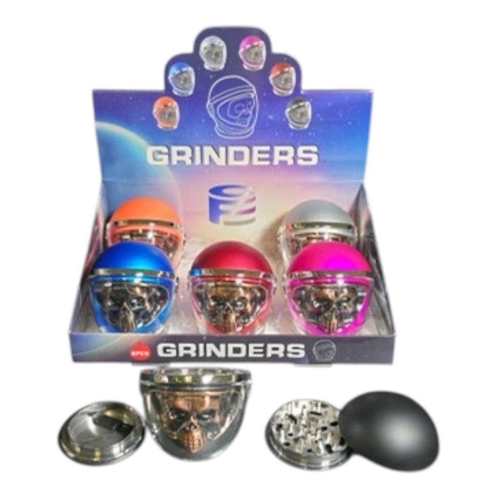 TOBACCO GRINDERS SKULL ASTRONAUT DESIGN 4 PARTS #CF-63410-1 BOX OF 6