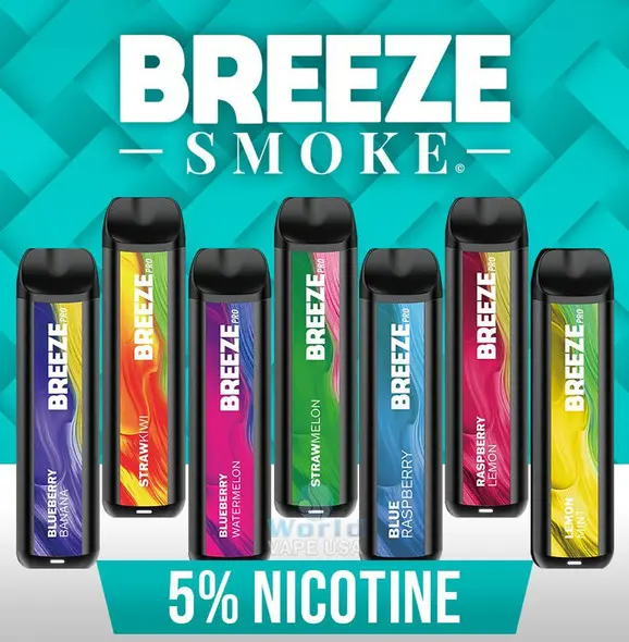 BREEZE SMOKE PRO EDITION ZERO NICOTINE DISPOSABLE 2000 PUFFS BOX OF 10