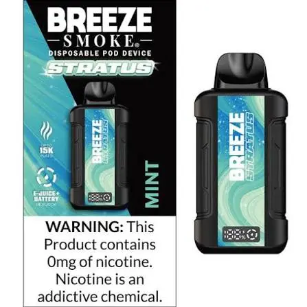 BREEZE SMOKE STRATUS ZERO NICOTINE DISPOSABLE 15000 PUFFS BOX OF 5