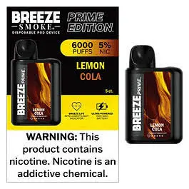 BREEZE SMOKE PRIME EDITION 5% DISPOSABLE 6000 PUFFS BOX OF 5