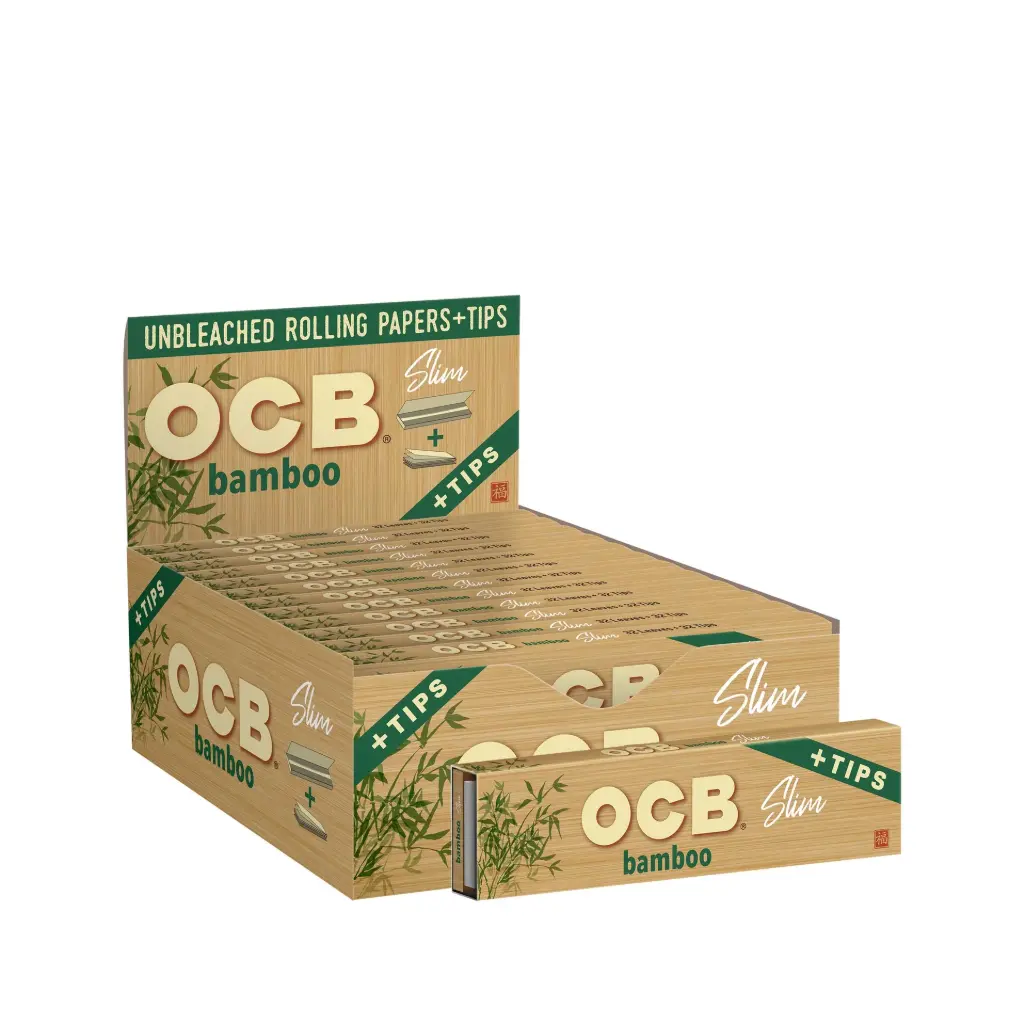 OCB BAMBOO SLIM ROLLING PAPERS + TIPS 
