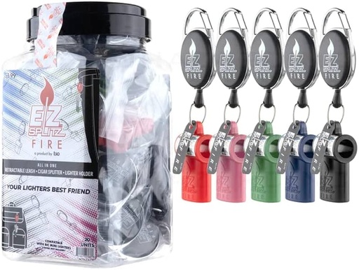 [EZ S-26459] EZ SPLITZ FIRE CIGARILLA SPLITTERS WITH LIGHTER LEASH