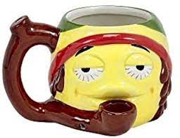 [FAS-00400] FASHIONCRAFT CERAMIC RASTA STONER EMOJI PIPE MUG #88100