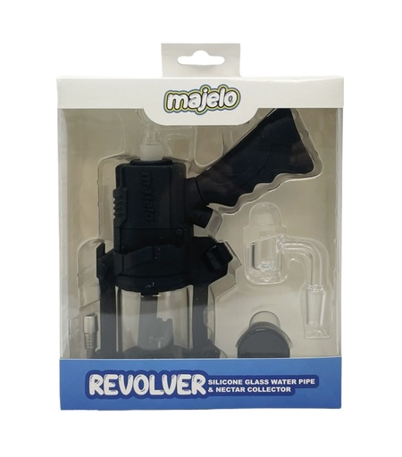[INTREF01196] MAJELO REVOLVER SILICONE GLASS WATER PIPE & NECTAR COLLECTOR ASSORTED COLORS