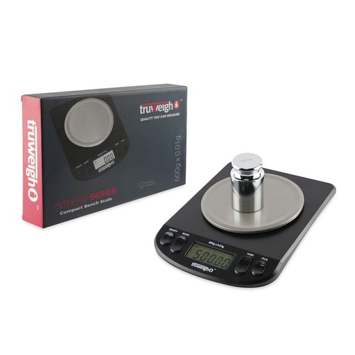 [ITM010222022882] TRUWEIGH INTREPID SERIES COMPACT BENCH SCALE 600G X 0.01G BLACK
