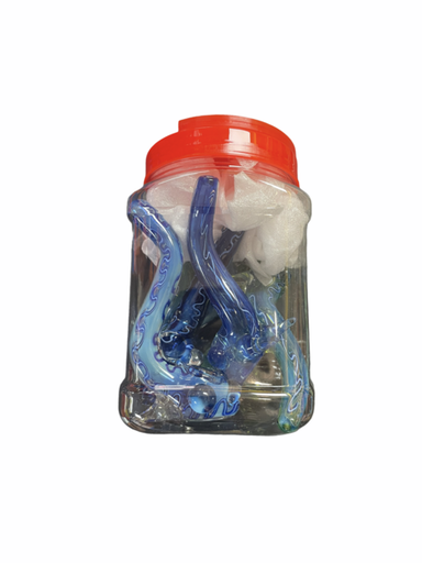 [ITM181220015269] GLASS PIPE 6" HAND PIPE 7CT JAR