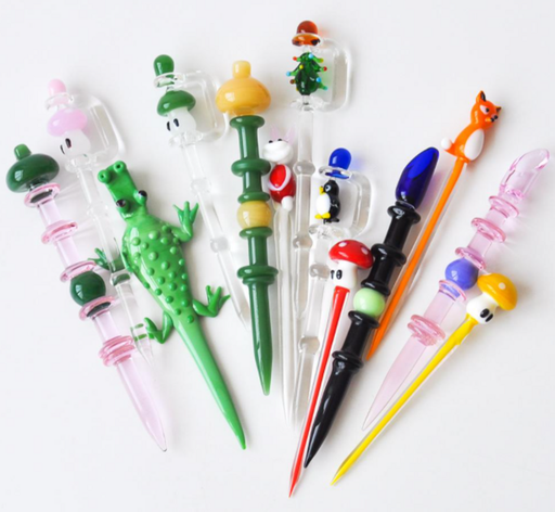[ITM210321016954] METAL DESGIN AND GLASS DABBER ASSORTED DESIGNS