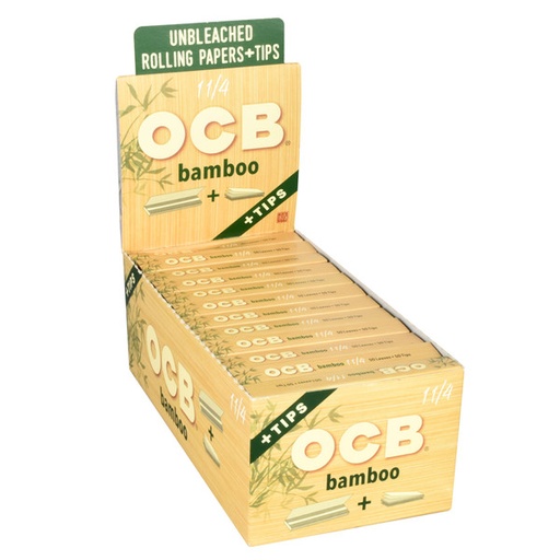 [ITM23062065316531] OCB 1 1/4 BAMBOO UNBLEACHED ROLLING PAPERS+TIPS 24CT