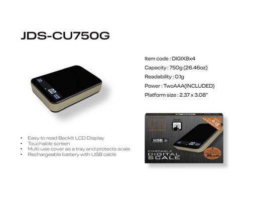 [ITM23062067766776] CR-JDS-CU750G PORTABLE DIGITAL SCALE TOUCH SCREEN USB CHARGING