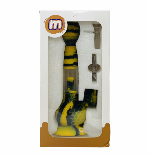 [ITM271221022324] MAJELO SILICONE GLASS WATER PIPE HONEY COMB 9"#H134