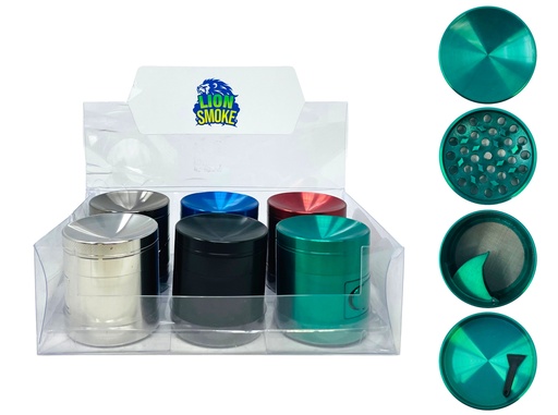 [LION-09147] LION SMOKE 4 PARTS TOBACCO GRINDER ZNG174 BOX OF 6