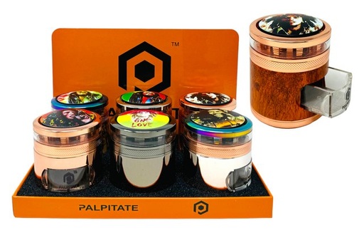 [PALP-20217] PALPITATE BOB MARLEY GRINDER WITH WINDOW 4 PARTS #MG-064 BOX OF 6