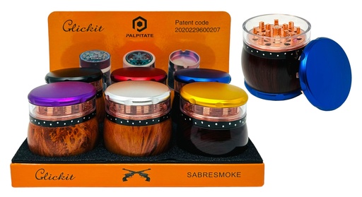 [PALP-20223] PALPITATE CLICKIT LARGE WOOD ROUND SHAPE GRINDER 4 PARTS #MG-086 BOX OF 6