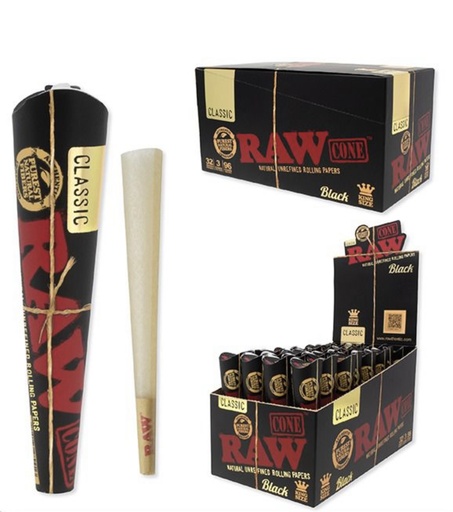 [RAW -04900] RAW CONES BLACK CLASSIC KING SIZE 3CT BOX OF 32