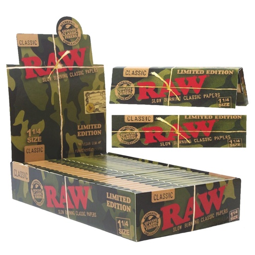 [RAW -23516] RAW 1 1/4 CLASSIC CAMO ROLLING PAPERS 50CT BOX OF 24 **LIMITED EDITION**