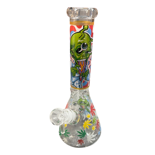 [Temp-HAM-000559] 10" GLOW IN THE DARK ALIEN GLASS WATER PIPE #CH007