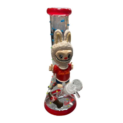 [Temp-HAM-000564] 10" GLOW IN THE DARK COLA CHARACTER BEAKER GLASS WATER PIPE ASSORTED DESIGNS #TZ222