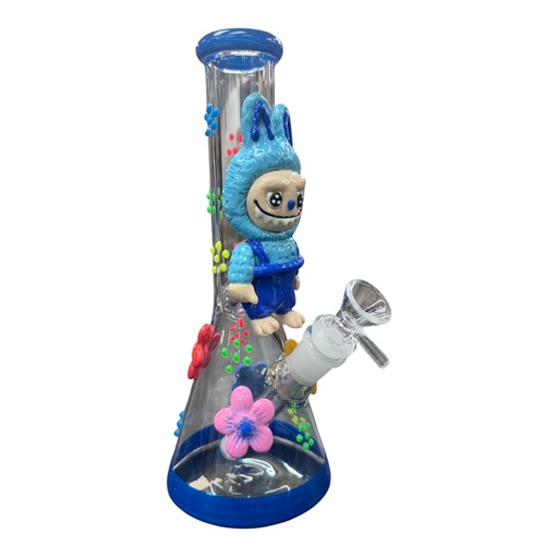 [Temp-HAM-000565] 10" GLOW IN THE DARK FLOWER BUNNY BEAKER GLASS WATER PIPE ASSORTED DESIGNS #TZ225