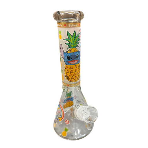 [Temp-HAM-000566] 10" GLOW IN THE DARK STITCH GLASS WATER PIPE #CH012