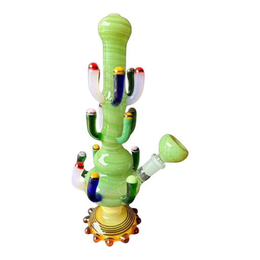 [Temp-HAM-000589] 13" CACTUS GLASS BUBBLER FANCY ASSORTED COLORS