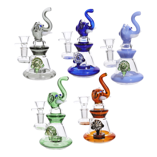 [Temp-HAM-000624] 6" ELEPHANT SHOWER HEAD MINI GLASS BONG MWP-10 ASSORTED COLORS