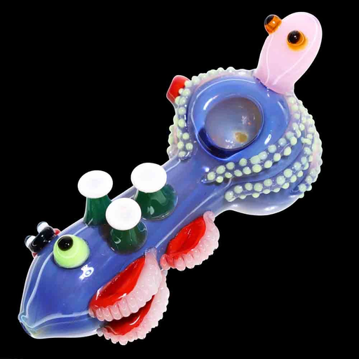 [Temp-HAM-000628] 6" OCTUPUS HEAD OCEAN GLASS HAND PIPE SPOON ASSORTED COLORS