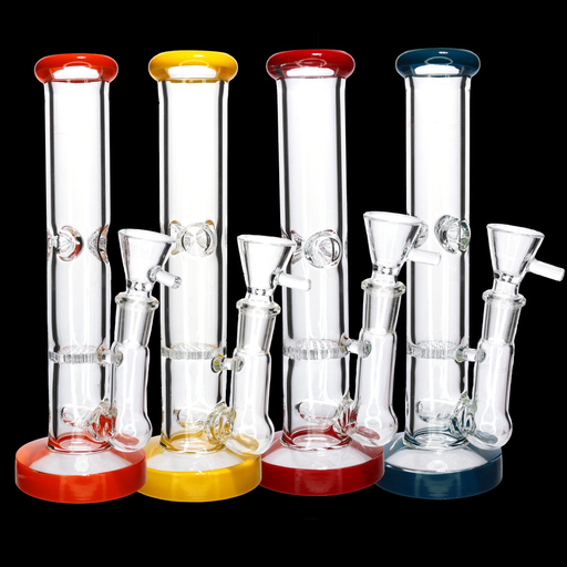 [Temp-HAM-000696] 8" STRAIGHT TUBE HONEYCOMB GLASS BONG MWP-191 ASSORTED COLORS