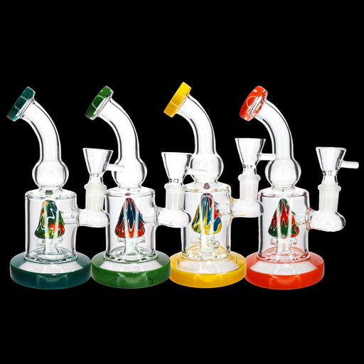 [Temp-HAM-000700] 8" WIG WAG TRIANGLE PERC GLASS BONG MWP-189 ASSORTED COLORS
