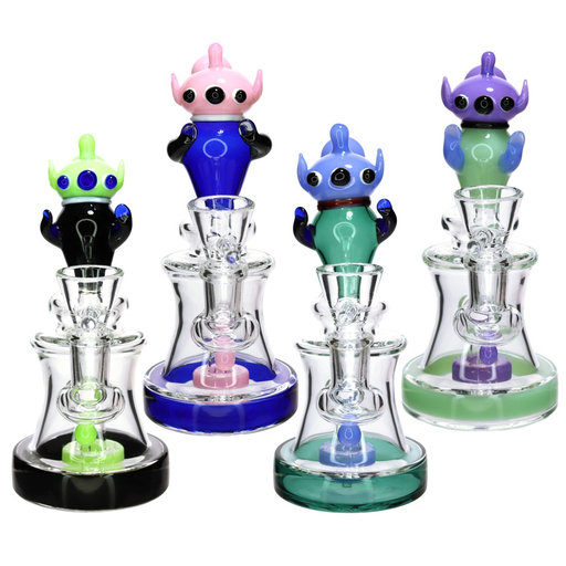 [Temp-HAM-000701] 9" ALIEN HEAD GLASS BONG MWP-184 ASSORTED COLORS