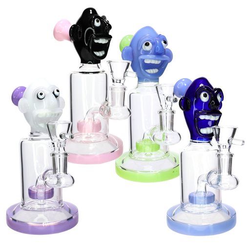 [Temp-HAM-000707] 9" MONSTER FACE CRAZY MWP-183 GLASS BONG ASSORTED COLORS