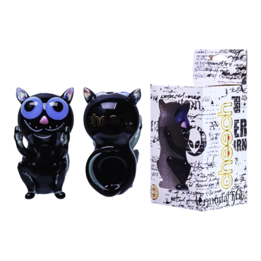 [Temp-HAM-001305] CHEECH BLACK CAT ATTACK 3.5" GLASS HAND PIPE #CH-PIPE-169