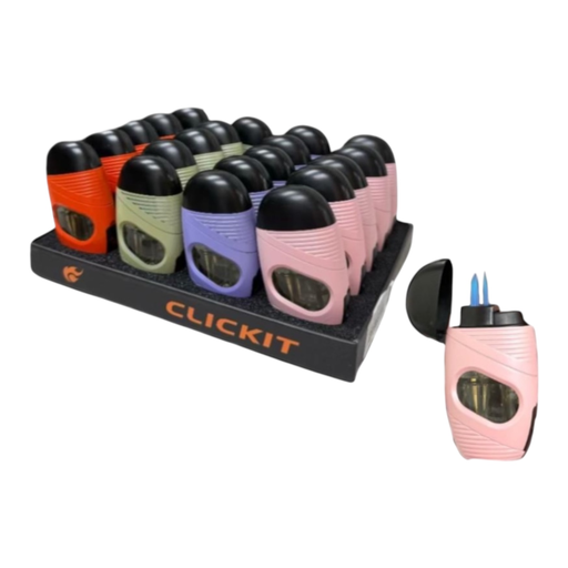 [Temp-HAM-001407] CLICKIT OVAL TRIPLE TORCH LIGHTER #GH-6072 BOX OF 20