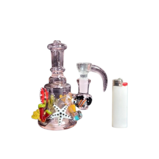 [Temp-HAM-001488] CORAL KISS GLASS WATER PIPE 5.9" #EG-61 ASSORTED COLORS