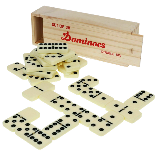 [Temp-HAM-001682] DOMINOES DOUBLE SIX WOOD BOX SET OF 28