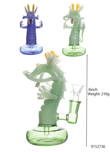 [Temp-HAM-001715] DRAGON GLASS WATER PIPE #9152736 BG1281 ASSORTED COLORS