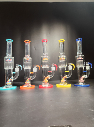 [Temp-HAM-002167] GLASS WATER PIPE 13.9" #EH-011 ASSORTED COLORS