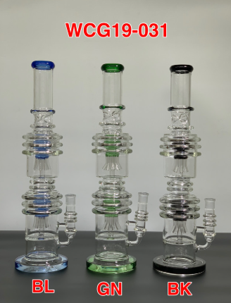 [Temp-HAM-002175] GLASS WATER PIPE 22" #WCG19-031 ASSORTED COLORS
