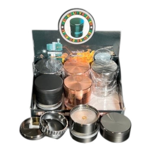 [Temp-HAM-003278] METAL GRINDER FANCY DESIGN WITH SIDE WINDOW 4 PARTS #CGD-187LK BOX OF 6