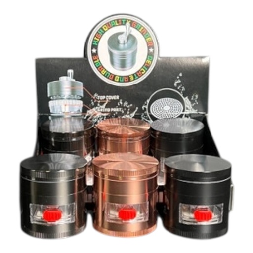[Temp-HAM-003280] METAL GRINDER WITH SIDE WINDOW 4 PARTS #CGD-863PBKC-CT BOX OF 6