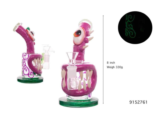 [Temp-HAM-003343] MONSTER 3D 8” GLASS WATER PIPE #9152756 CGP23052 ASSORTED COLORS