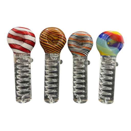 [Temp-HAM-003616] OILSEED PREMIUM GLASS HAND PIPE SPIRAL DESIGN #D020 BOX OF 5