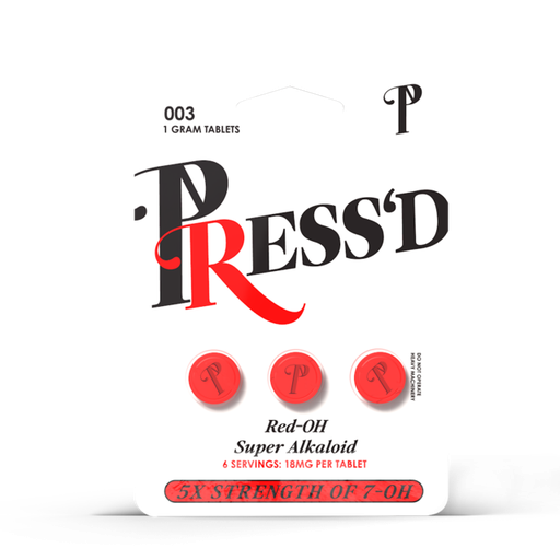 [Temp-HAM-003946] PRESS'D RED 18MG RED-OH SUPER ALKALOID KRATOM BLISTER CAPSULES 3CT