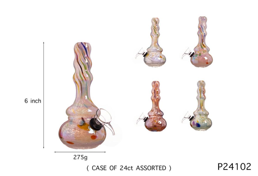 [Temp-HAM-004497] SOFT GLASS WATER PIPE 6" #GP24102 ASSORTED COLORS