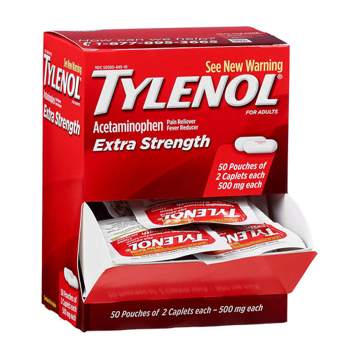 [Temp-HAM-004781] TYLENOL ACETAMINOPHEN EXTRA STRENGTH 2CT BOX OF 50